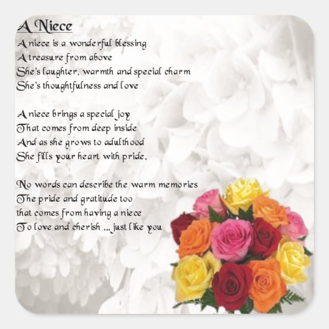 Sticker Carré Niece Poem - Fleurs (Devant)