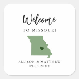 Sticker Carré N'importe quelle couleur Missouri Mariage Welcome 