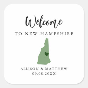 Sticker Carré N'importe quelle couleur New Hampshire Mariage Wel