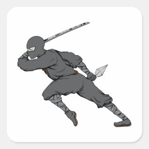 Sticker Carré Ninja ~ Ninjas 7 Arts martiaux Guerrier Imaginaire