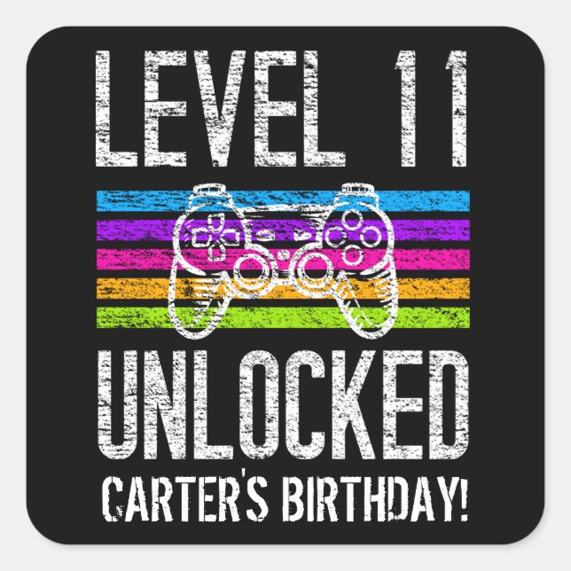 Sticker Carré Niveau 11 Déverrouillé 11e anniversaire Jeu person (Devant)