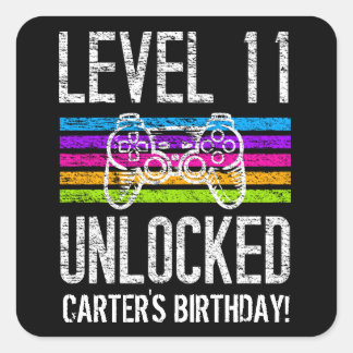 Sticker Carré Niveau 11 Déverrouillé 11e anniversaire Jeu person