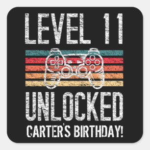Sticker Carré Niveau 11 Déverrouillé 11e Joueur d'anniversaire