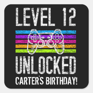 Sticker Carré Niveau 12 Déverrouillé 12e anniversaire Personna