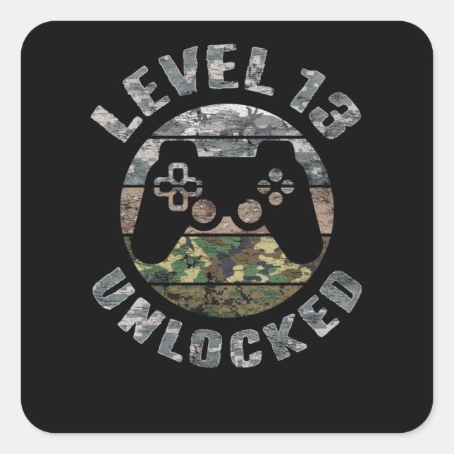 Sticker Carré Niveau 13 déverrouillé (Devant)