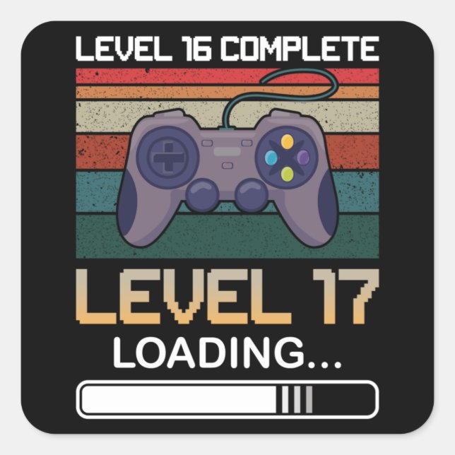 Sticker Carré Niveau 16 Niveau complet 17 | Jeu vidéo d'annivers (Devant)