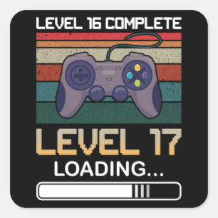 Sticker Carré Niveau 16 Niveau complet 17   Jeu vidéo d'annivers