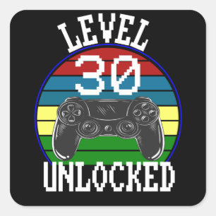 Sticker Carré Niveau 30 Déverrouillé Funny 30e anniversaire id