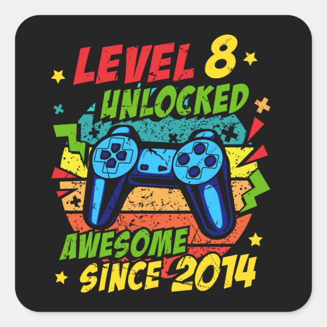 Sticker Carré Niveau 8 Déverrouillé Awesome 2014 Jeu 8e annivers (Devant)