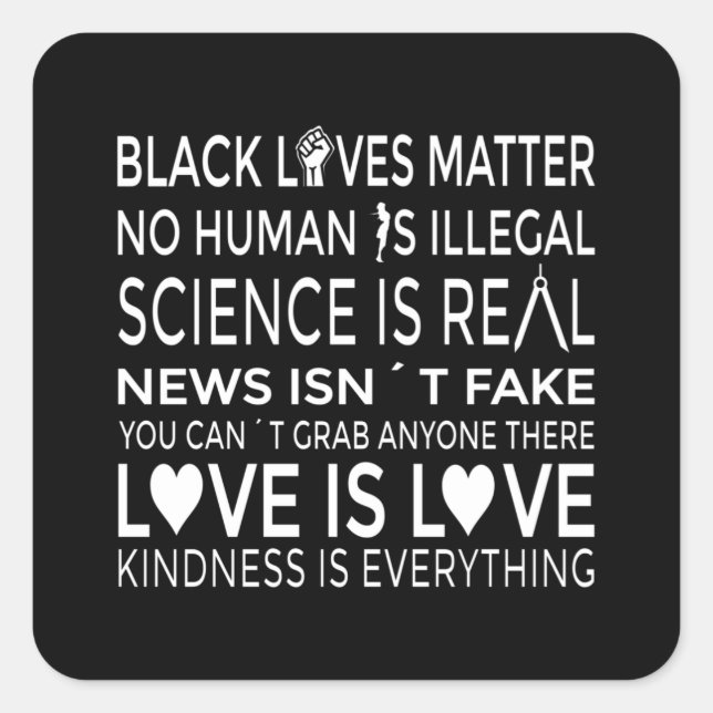 Sticker Carré No Human is Illegal Science is Real (Devant)