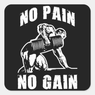 Sticker Carré NO PAIN NO GAIN. Exercice de musculation Motivatio
