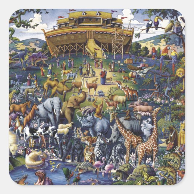 Sticker Carré Noahs Ark Animaux (Devant)