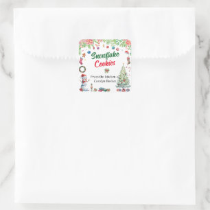 Sticker Carré Noël à l'aquarelle depuis la cuisine