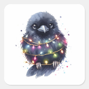 Sticker Carré Noël adorable du Corbeau