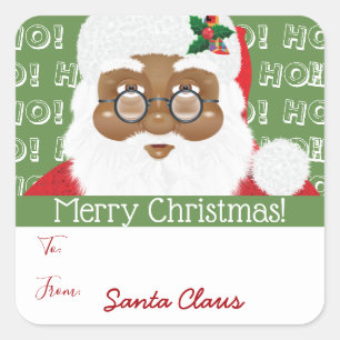 Sticker Carré Noël Africain-Américain Cadeau de Noël