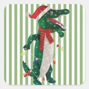 Sticker Carré Noël Alligator