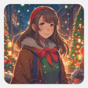 Sticker Carré Noël anesthésiant   Nuit d'hiver