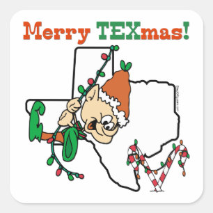 Sticker Carré Noël au Texas