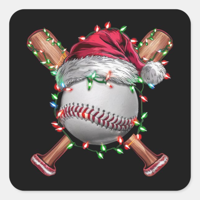 Sticker Carré Noël Baseball Père Noël Sports Noël (Devant)