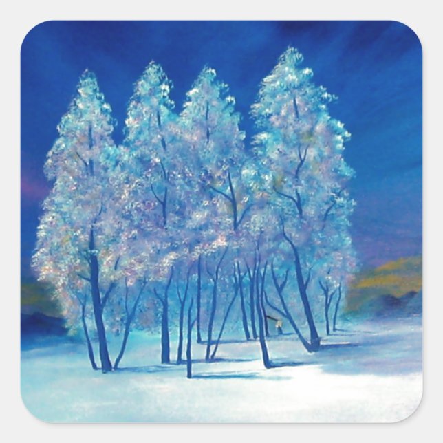 Sticker Carré Noël bleu #4 (Devant)