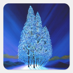 Sticker Carré Noël bleu #7
