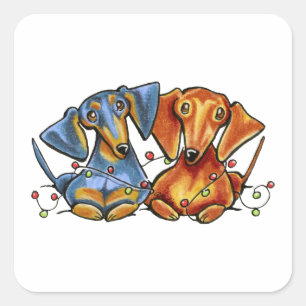Sticker Carré Noël Dachshund