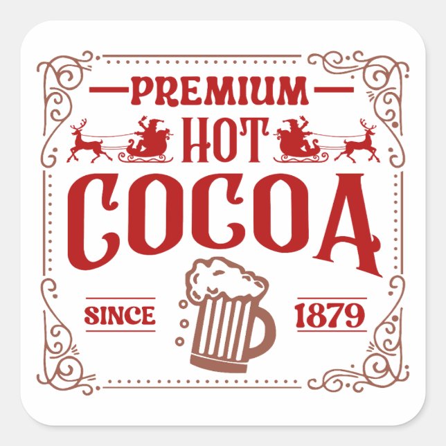Sticker Carré Noël de cacao chaud Premium (Devant)