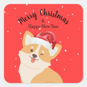 Sticker Carré Noël de Corgi