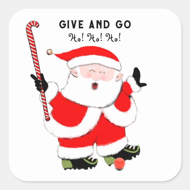 Sticker Carré Noël de hockey sur gazon (Devant)