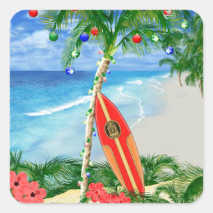 Sticker Carré Noël de plage