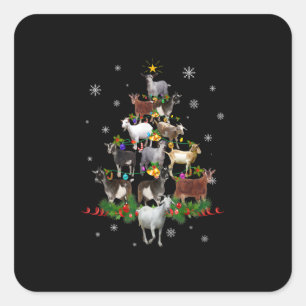 Sticker Carré Noël des chèvres Noël Chèvre de neige Noël