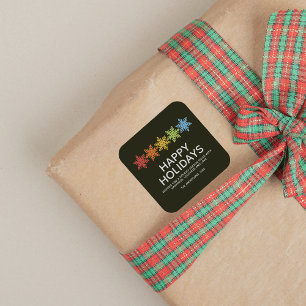 Sticker Carré Noël des flocons de neige colorés modernes