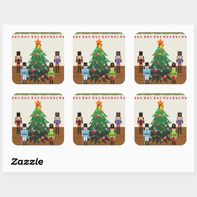 Sticker Carré Noël des noisettes (Feuille)