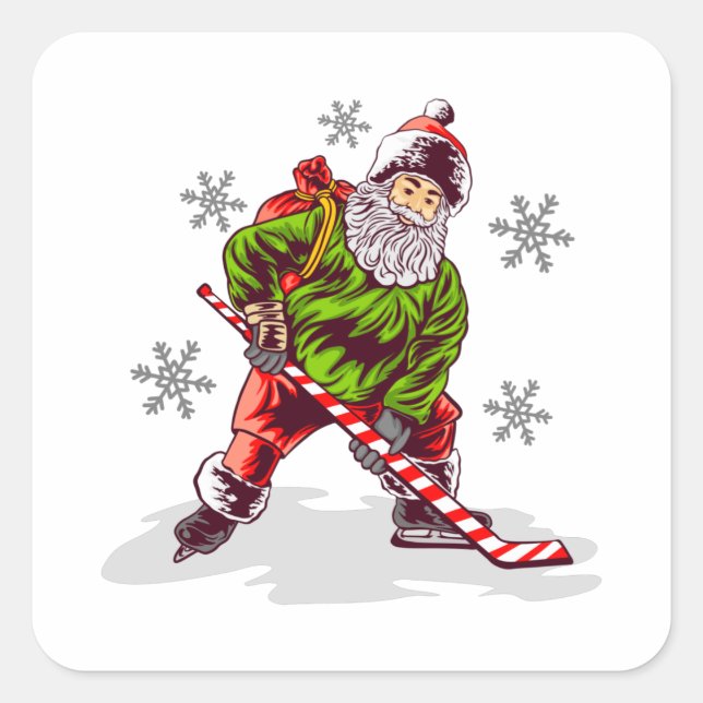 Sticker Carré Noël drôle du Père Noël (Devant)