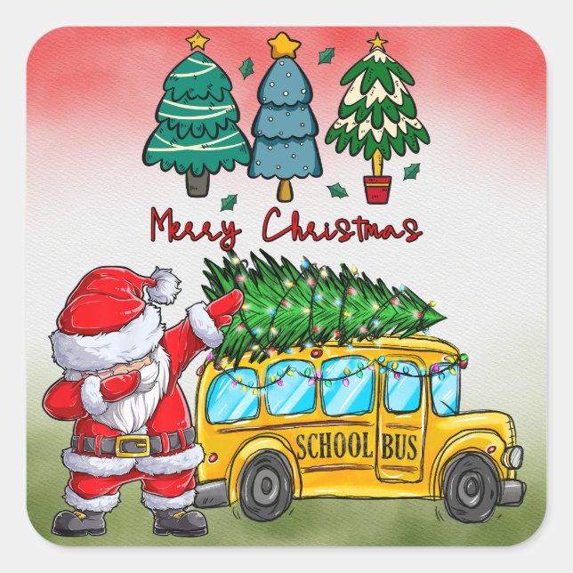Sticker Carré Noël du bus scolaire pour chauffeur (Devant)