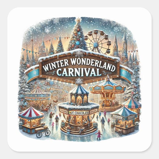 Sticker Carré Noël du carnaval des merveilles d'hiver (Devant)