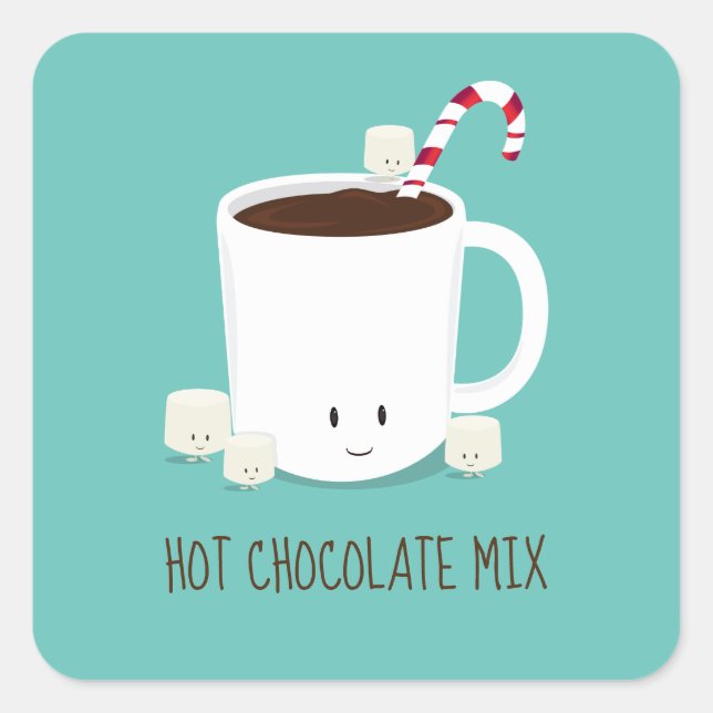 Sticker Carré Noël du mélange de chocolat chaud (Devant)