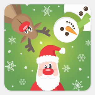 Sticker Carré Noël Du Père Noël Et Des Amis