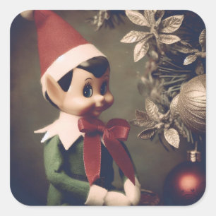 Sticker Carré Noël Elf Cute Holiday