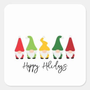 Sticker Carré Noël Gnomes Joyeuses Fun Festive
