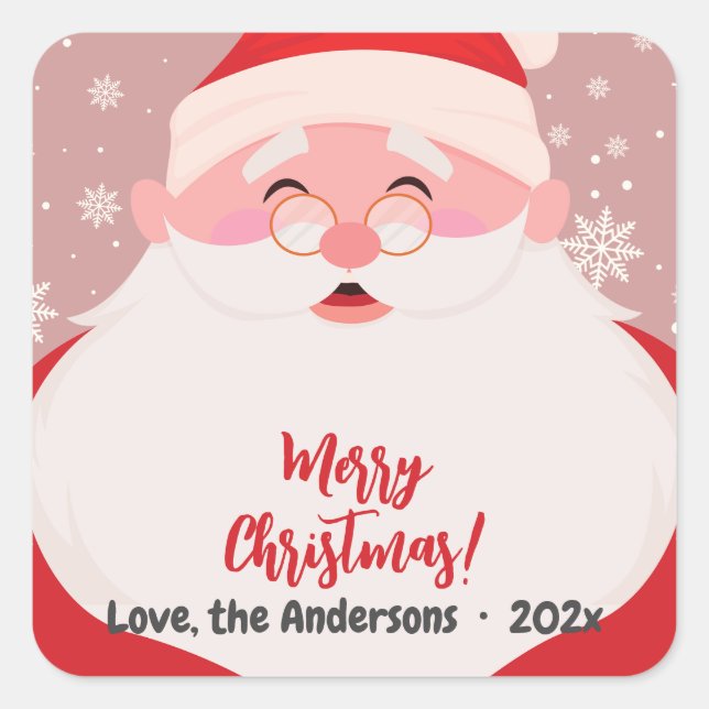 Sticker Carré Noël Graphique de Cute Père Noël (Devant)