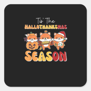 Sticker Carré Noël Halloween C'Est La Saison Hallothanksmas