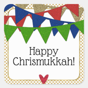 Sticker Carré Noël heureux et Hanoukka de Chrismukkah