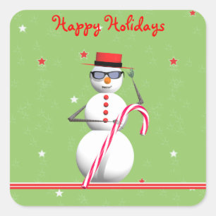 Sticker Carré Noël Holiday Snowman