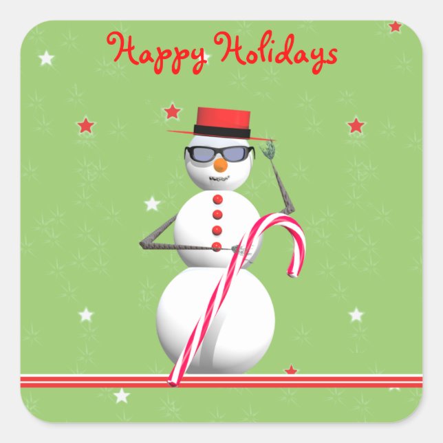 Sticker Carré Noël Holiday Snowman (Devant)