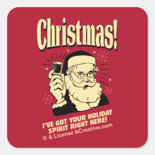 Sticker Carré Noël : J'ai ton esprit de vacances ici