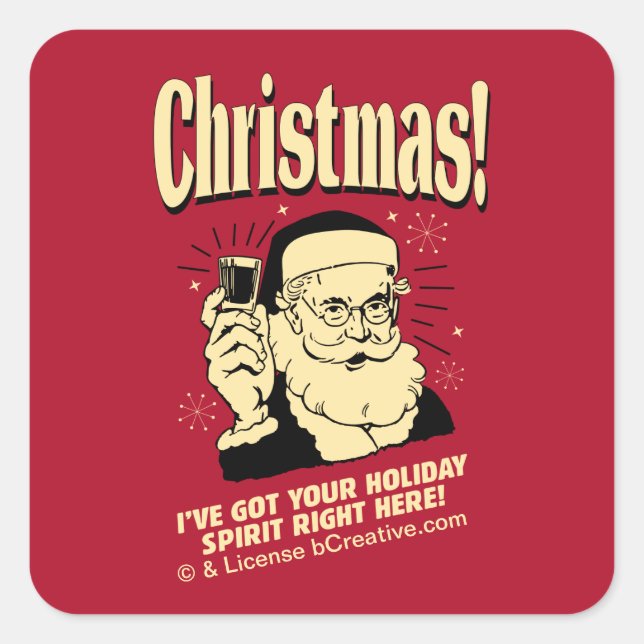 Sticker Carré Noël : J'ai ton esprit de vacances ici (Devant)