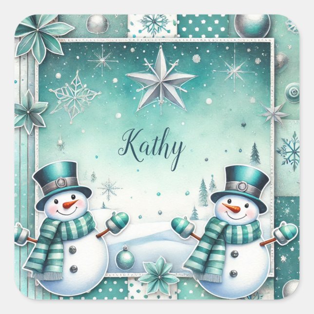 Sticker Carré Noël : Manches de neige en turc (Devant)