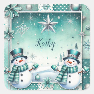 Sticker Carré Noël : Manches de neige en turc