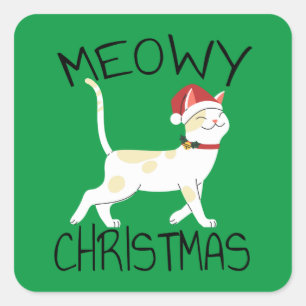 Sticker Carré Noël Meowy - Noël drôle
